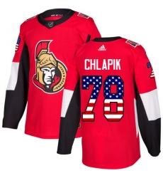 Youth Adidas Ottawa Senators #78 Filip Chlapik Authentic Red USA Flag Fashion NHL Jersey