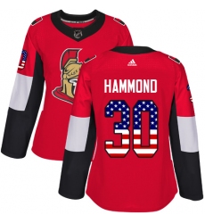 Women's Adidas Ottawa Senators #30 Andrew Hammond Authentic Red USA Flag Fashion NHL Jersey