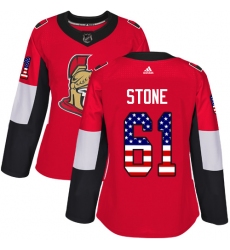 Women's Adidas Ottawa Senators #61 Mark Stone Authentic Red USA Flag Fashion NHL Jersey