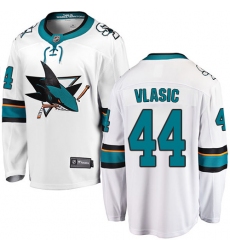 Men's San Jose Sharks #44 Marc-Edouard Vlasic Fanatics Branded White Away Breakaway NHL Jersey
