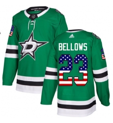 Men's Adidas Dallas Stars #23 Brian Bellows Authentic Green USA Flag Fashion NHL Jersey