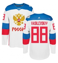 Men's Adidas Team Russia #88 Andrei Vasilevskiy Premier White Home 2016 World Cup of Hockey Jersey