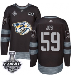 Men's Adidas Nashville Predators #59 Roman Josi Authentic Black 1917-2017 100th Anniversary 2017 Stanley Cup Final NHL Jersey