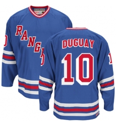 Men's CCM New York Rangers #10 Ron Duguay Authentic Royal Blue Heroes of Hockey Alumni Throwback NHL Jersey