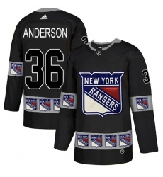 Men's Adidas New York Rangers #36 Glenn Anderson Authentic Black Team Logo Fashion NHL Jersey