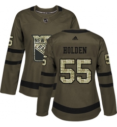 Women's Adidas New York Rangers #55 Nick Holden Authentic Green Salute to Service NHL Jersey