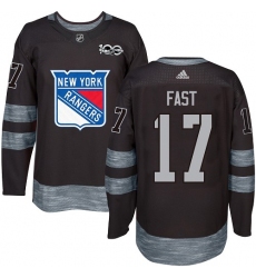 Men's Adidas New York Rangers #17 Jesper Fast Authentic Black 1917-2017 100th Anniversary NHL Jersey