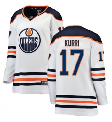 Women's Edmonton Oilers #17 Jari Kurri Authentic White Away Fanatics Branded Breakaway NHL Jersey