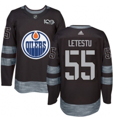 Men's Adidas Edmonton Oilers #55 Mark Letestu Authentic Black 1917-2017 100th Anniversary NHL Jersey