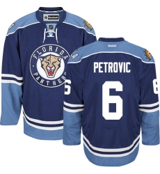 Men's Reebok Florida Panthers #6 Alex Petrovic Authentic Navy Blue Third NHL Jersey