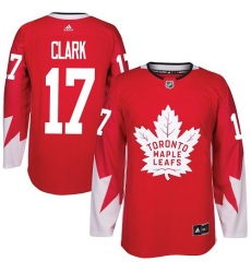 Men's Adidas Toronto Maple Leafs #17 Wendel Clark Premier Red Alternate NHL Jersey