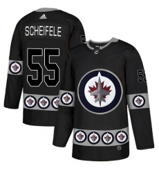Men's Adidas Winnipeg Jets #55 Mark Scheifele Authentic Black Team Logo Fashion NHL Jersey