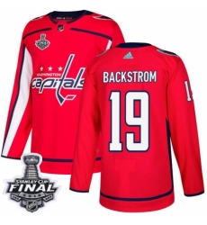 Men's Adidas Washington Capitals #19 Nicklas Backstrom Authentic Red Home 2018 Stanley Cup Final NHL Jersey