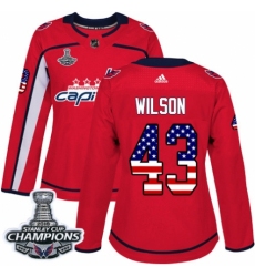 Women's Adidas Washington Capitals #43 Tom Wilson Authentic Red USA Flag Fashion 2018 Stanley Cup Final Champions NHL Jersey