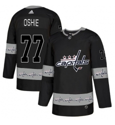 Men's Adidas Washington Capitals #77 T.J. Oshie Authentic Black Team Logo Fashion NHL Jersey