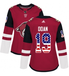 Women's Adidas Arizona Coyotes #19 Shane Doan Authentic Red USA Flag Fashion NHL Jersey
