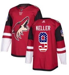 Men's Adidas Arizona Coyotes #9 Clayton Keller Authentic Red USA Flag Fashion NHL Jersey