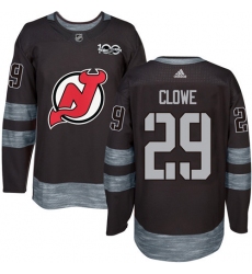 Men's Adidas New Jersey Devils #29 Ryane Clowe Authentic Black 1917-2017 100th Anniversary NHL Jersey