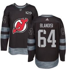 Men's Adidas New Jersey Devils #64 Joseph Blandisi Authentic Black 1917-2017 100th Anniversary NHL Jersey
