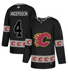 Men's Adidas Calgary Flames #4 Rasmus Andersson Authentic Black Team Logo Fashion NHL Jersey