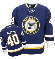 Men's Reebok St. Louis Blues #40 Carter Hutton Premier Navy Blue Third NHL Jersey