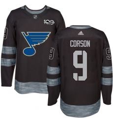 Men's Adidas St. Louis Blues #9 Shayne Corson Authentic Black 1917-2017 100th Anniversary NHL Jersey