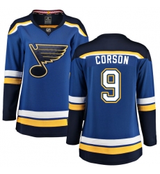 Women's St. Louis Blues #9 Shayne Corson Fanatics Branded Royal Blue Home Breakaway NHL Jersey