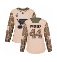 Women's St. Louis Blues #44 Chris Pronger Authentic Camo Veterans Day Practice 2019 Stanley Cup Final Bound Hockey Jersey