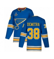 Men's St. Louis Blues #38 Pavol Demitra Authentic White Away 2019 Stanley Cup Champions Hockey Jersey