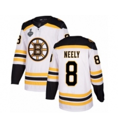 Men's Boston Bruins #8 Cam Neely Authentic White Away 2019 Stanley Cup Final Bound Hockey Jersey