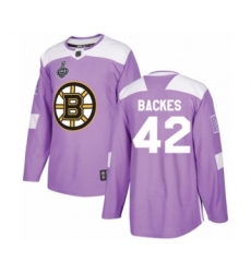 Youth Boston Bruins #42 David Backes Authentic Purple Fights Cancer Practice 2019 Stanley Cup Final Bound Hockey Jersey