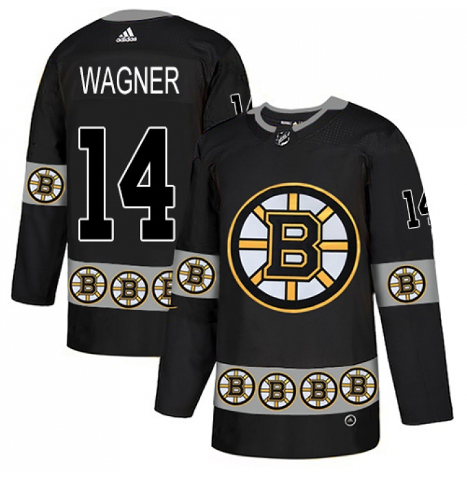 Men's Adidas Boston Bruins #14 Chris Wagner Authentic Black Team Logo Fashion NHL Jersey
