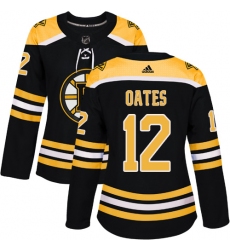 Women's Adidas Boston Bruins #12 Adam Oates Authentic Black Home NHL Jersey
