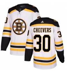 Men's Adidas Boston Bruins #30 Gerry Cheevers Authentic White Away NHL Jersey