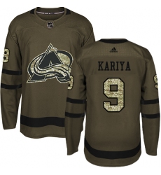 Men's Adidas Colorado Avalanche #9 Paul Kariya Authentic Green Salute to Service NHL Jersey