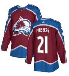 Youth Adidas Colorado Avalanche #21 Peter Forsberg Authentic Burgundy Red Home NHL Jersey