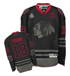 Men's Reebok Chicago Blackhawks #19 Jonathan Toews Premier Black Ice NHL Jersey