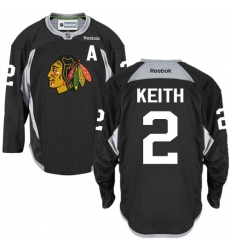 Men's Reebok Chicago Blackhawks #2 Duncan Keith Premier Black Practice NHL Jersey