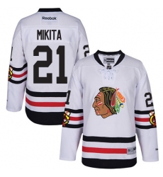 Youth Reebok Chicago Blackhawks #21 Stan Mikita Premier White 2017 Winter Classic NHL Jersey