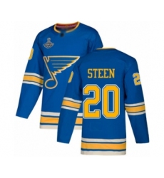 Men's St. Louis Blues #20 Alexander Steen Authentic Navy Blue Alternate 2019 Stanley Cup Champions Hockey Jersey