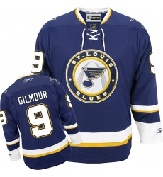 Youth Reebok St. Louis Blues #9 Doug Gilmour Premier Navy Blue Third NHL Jersey