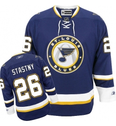 Men's Reebok St. Louis Blues #26 Paul Stastny Premier Navy Blue Third NHL Jersey