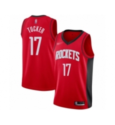 Men's Houston Rockets #17 PJ Tucker Authentic Red Finished Basketball Jersey - Icon Edition