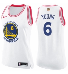 Women's Nike Golden State Warriors #6 Nick Young Swingman White/Pink Fashion 2018 NBA Finals Bound NBA Jersey