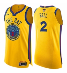 Youth Nike Golden State Warriors #2 Jordan Bell Swingman Gold 2018 NBA Finals Bound NBA Jersey - City Edition
