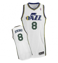 Men's Adidas Utah Jazz #8 Jonas Jerebko Authentic White Home NBA Jersey
