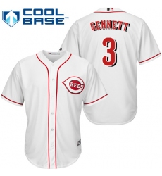 Youth Majestic Cincinnati Reds #3 Scooter Gennett Authentic White Home Cool Base MLB Jersey