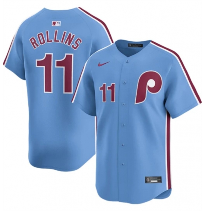 Men's Philadelphia Phillies #11 Jimmy Rollins Light Blue Alternate Limited Stitched Jersey