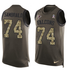 Men's Nike Atlanta Falcons #74 Ty Sambrailo Limited Green Salute to Service Tank Top NFL Jersey