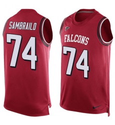 Men's Nike Atlanta Falcons #74 Ty Sambrailo Limited Red Player Name & Number Tank Top NFL Jersey